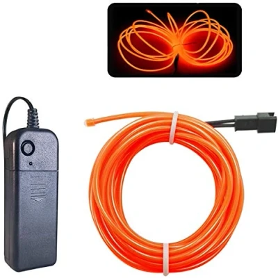 Image of EL Wire Orange, 32.8ft/10m Neon Lights Portable Glowing Strobing Electroluminescent for Parties, Halloween, Christmas, DIY Decoration