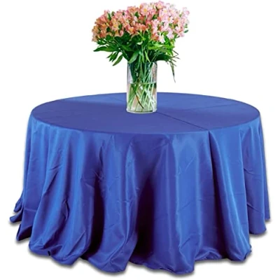 Image of Polyester Tablecloth 48&#039;&#039; Home Decor Wedding Small Big Sizes Red Purple Royal Blue Ivory Round Table Cover Made in UK (ROYAL BLUE)