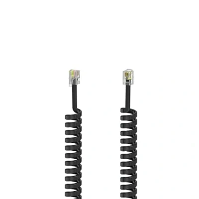 Image of Hama telephone handset coiled cable 1.5 m (4p4c cable, modular RJ10 to plugs, retro cord for analog phones, cable) black