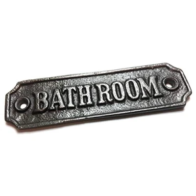 Image of Cast Iron BATHROOM Sign 115mm x 35mm c/w fixing screws.