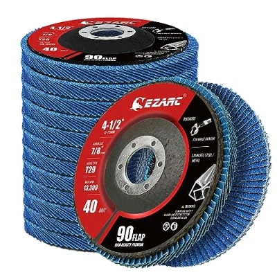 Image of EZARC Flap Discs 115mm, 40 Grit High Density Jumbo Zirconia Sanding Disc Type 29 for Sanding, Rust Removal, Finishing, Grinding, Deburring (12 Pack)