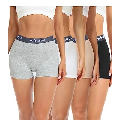 Image of wirarpa Women&#039;s Cotton Boxer Briefs 3&quot; Inseam Ladies Safety Shorts Anti Chafing Boyshorts Panties Multicolor 4 Pack Size XL