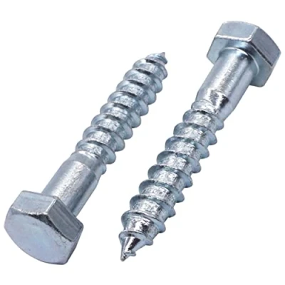 Image of SKIR&#039;CO (10 pcs) DIN 571 Zinc Plated Steel Hexagon Head Wood Screws M12 x 80 mm, Coach Screws, Hex Screw, Lag Bolts