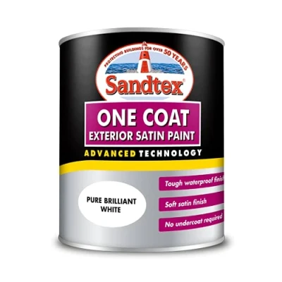 Image of Sandtex One Coat Exterior Satin Paint 750ml Brilliant White