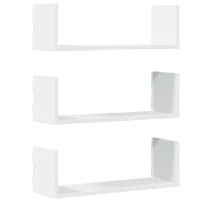 Image of vidaXL Wall Shelves Floating Shelf Storage 3 pcs Modern White Engineered Wood Ample Space 58x18x18 cm Each