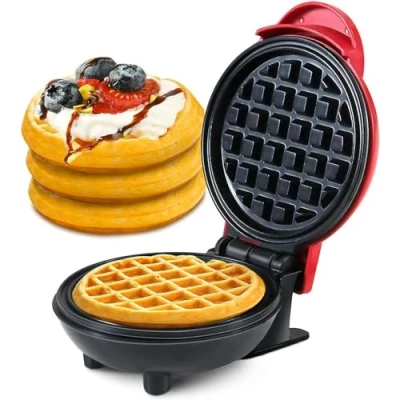 Image of Candora Mini Waffle Maker for Individual Waffles, Hash Browns, Paninis, Lunch, Snacks, or Other on The Go Breakfast