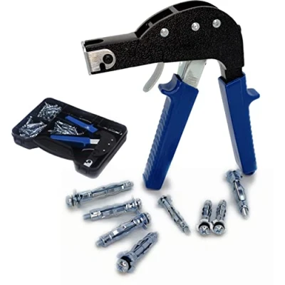 Image of TOPWAY Wall Anchor Setting Tool Kit 72Pcs, Steel Metal Plasterboard Cavity Hollow Fixings Screws Anchors Plugs Assortment Set 405504