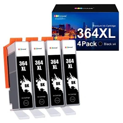 Image of GPC Image 364XL Multipack Ink Cartridges Replacement for HP 364 XL Compatible with 5510 5520 5522 5524 6510 6520 B8550 C5388 C6380 7510 7520 4620 3070A 3520 (Black, 4 Pack)
