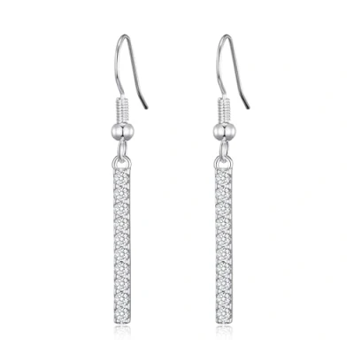 Image of Philip Jones Silver Plated Crystal Bar Drop Earrings Created with Zircondia® Crystals
