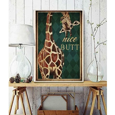Image of Inga Nice Butt Giraffe Toilet Poster Wall Decoration Metal Sign 8x12 inches