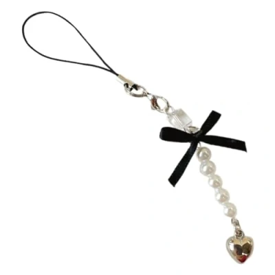 Image of XAGMODSHN Sweet Phone Chain Strap Lanyard Bowknot Heart Bead Pendant Charm Hanging Decoration Fashion Accessories