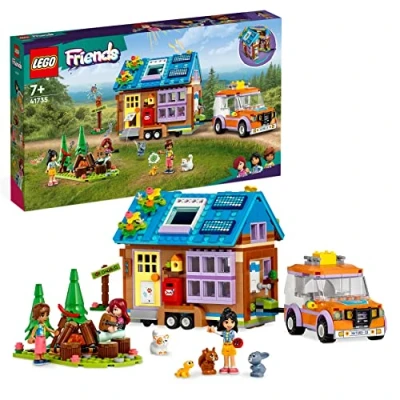 Image of LEGO Friends Mobile Tiny House, Forest Camping Opening Dollshouse Playset with Toy Car for 7 Plus Year Old Girls and Boys, Includes Leo &amp; Liann Mini Doll Figures, Birthday Gift Idea Kids 41735