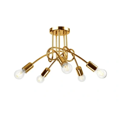 Image of Camilla Multi Arm Semi Flush Ceiling Light Golden, 5x E27