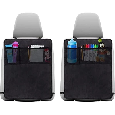 Image of Taylor &amp; Brown Car Seat Kick Mat Protector Universal Back for Kids, Pocket Baby Toddlers, Waterproof Stain Protection Upholstery Set of 2 Mats