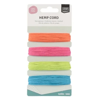 Image of Vaessen Creative Hemp Cord Summer Assortment 4x10m, Multi Colour, 16.3x7.9x1 cm