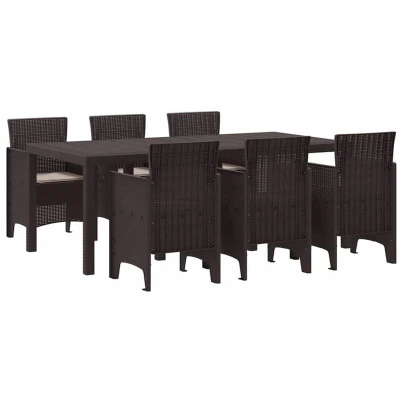 Image of Vidaxl Garden Dining Set 7 pcs Brown Poly Rattan