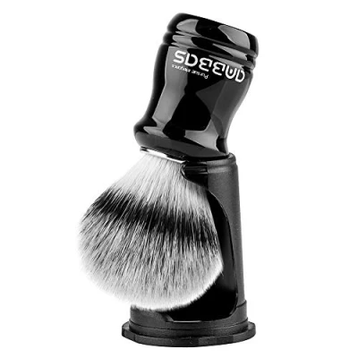 Image of Synthetic Badger Shaving Brush with Black Holder Stand Anbbas 2IN1 Resin Handle Foam Set for Men Close Wet Shave