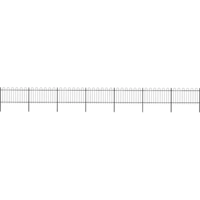Image of vidaXL Garden Fence with Hoop Top Steel 11.9x1 m Black
