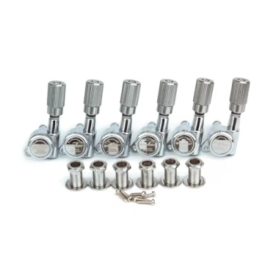 Image of Guyker Guitar Locking Tuners (6 for Left) 1:18 Pro Lock String Tuning Key Pegs Machine Head Set Replacement ST TL SG LP Style Folk Classical Acoustic Electric (GK11SP, Chrome)