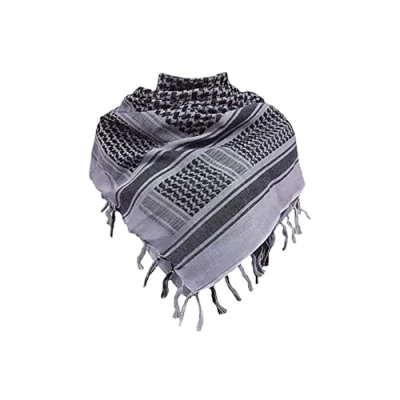 Image of Swift Wear Soft Cotton Shemagh Scarf Arab Sun Hat Combat Desert Keffiyeh SAS Army Tactical Military Head Neck Wrap mask (Grey Black), One Size