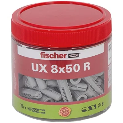 Image of fischer Universal Wall Plug UX 8 x 50 R with Rim, Tin
