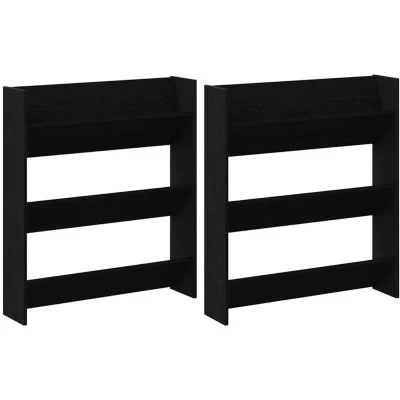 Image of Wall Shoe Cabinet with Shelf mounted Other Storage 2 pcs Black oak Engineered wood Vidaxl