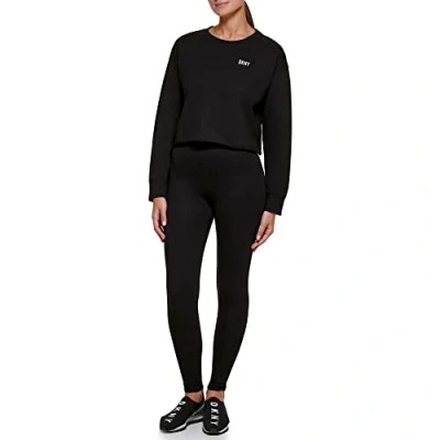 Image of DKNY Women&#039;s Sport Hoodie Sweatshirt, Black/Silver, Large