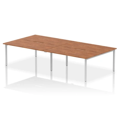 Image of Evolve B2B Silver Frame Bench Desk 1600 Walnut (4 Pod) BE247