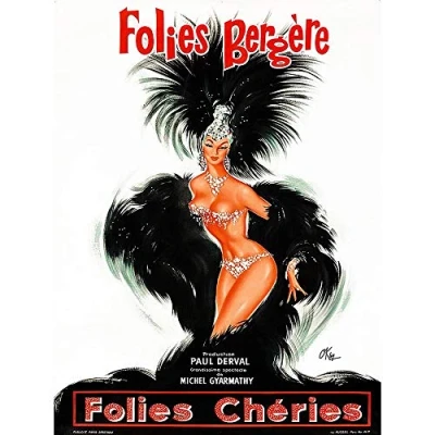 Image of Wee Blue Coo Advert Theatre Cabaret Folies Bergere Showgirl Feather France Art Print Poster Wall Decor 12X16 Inch