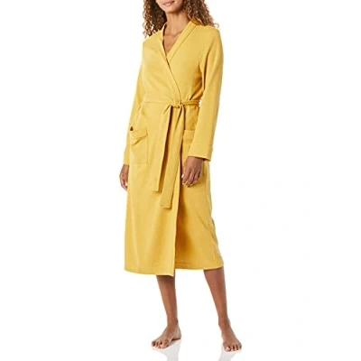 Image of Amazon Essentials Women&#039;s Lightweight Waffle Full Length Robe (Available in Plus Size), Mustard Yellow, S