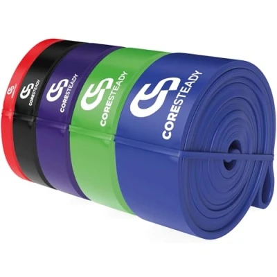 Image of Coresteady Pull Up Bands &amp; Resistance Set of 5 Rubber Heavy Duty Elastic Loop Band for Men Women Build Fit Power Muscle Training, Fitness Assist Ups Gym Exercise