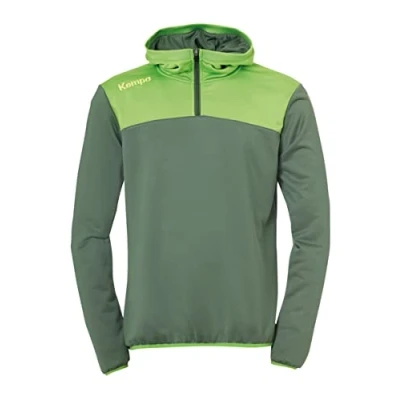 Image of Kempa Emotion 2.0 Quarter Zip Hoodie Men&#039;s Sweatshirt Dragon Green/Hope Green, M