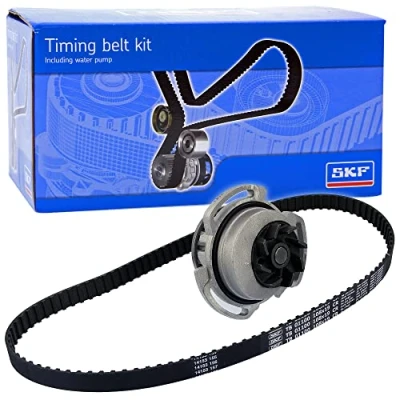 Image of 052121005AX Water Pump + Timing Belt Kit SKF VKMC 01100 with gaskets/seals 108 trapezoidal tooth profile Cast Iron VOLKSWAGEN: Polo II Hatchback