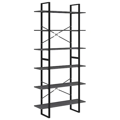 Image of vidaXL High Cabinet Grey, 100x30x210 cm, Solid Pine Wood, Industrial look Storage Unit with 6 Shelves for Living Room or Office