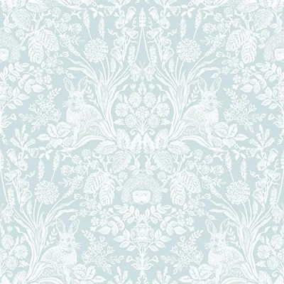 Image of World of Wallpaper Harlen Woodland Animals Flower (Duck Egg)
