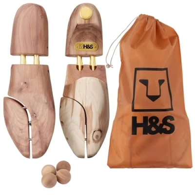 Image of H&amp;S. Cedar Wood Shoe Tree Wooden Stretcher Shaper (EU 43 44 / UK 9 10)