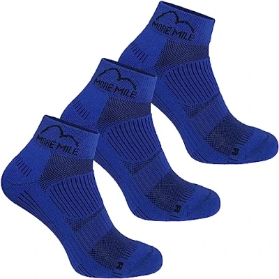 Image of More Mile London 2.0 (3 Pack) Eco Friendly Running Socks Blue Cushioned Sports Sock