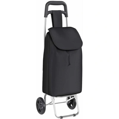 Image of vidaXL Shopping Trolley with Wheels Black 35 L