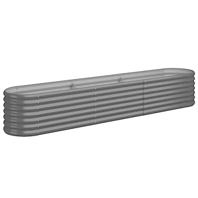 Image of vidaXL Garden Raised Bed Weather Resistant Powder Coated Steel Flower Box, Grey, 224x40x36 cm Ideal for Patio/Garden
