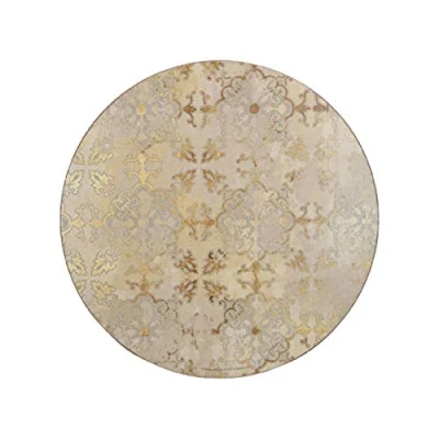 Image of Creative Tops Cork Backed Round Placemats Set of 4, 29cm , Table Mats with Printed Gold Impressions Design Coasters, / Grey