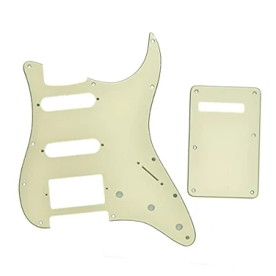 Image of Dopro Strat HSS Guitar Pickguard ST Back Plate Tremolo Cover for USA/Mexican FD Aged White 3 Ply