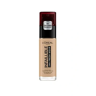 Image of L&#039;Oréal Paris Liquid Foundation, Full Coverage, Lasting Wear, With Vitamin C and SPF 25, Infallible 32H Fresh 140 Golden Beige