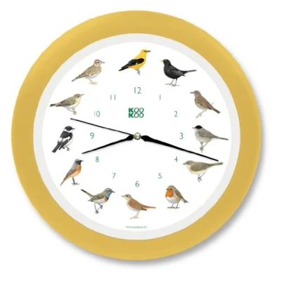 Image of KOOKOO Singvogel cream yellow, singing birdclock includes 12 genuine original field recordings from native songbirds
