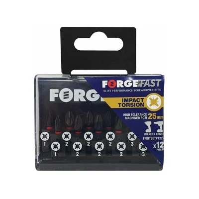 Image of Forgefix ForgeFast Pozidriv Compatible Impact Bit Set, 12 Piece FORFFBSPZ12