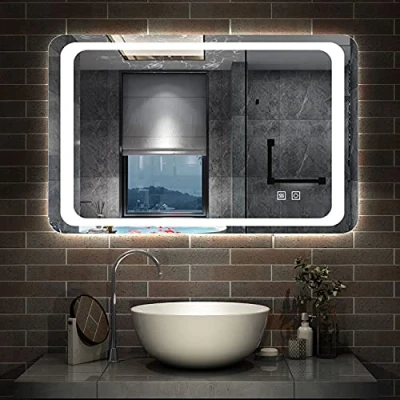 Image of Acezanble 800x600 Bathroom Mirrors with LED Lights,Demister Pad,Dual Touch Sensor Switch,Wall Mounted,IP44,Vertical or Horizontal