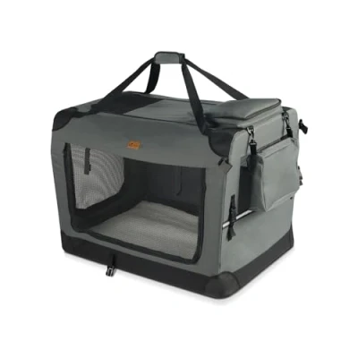 Image of VOUNOT Pet Carrier Bag Portable Foldable Dog Cat Travel Bag, 3 Entry Doors, Breathable Mesh and Padded Handles, S Grey
