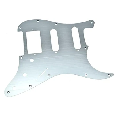 Image of KAISH 11 Hole Metal Aluminum Anodized Modern Style ST/Strat HSS Pickguard Guitar Pick Guard Scratch Plate for USA/Mexico Stratocaster/Strat Silver