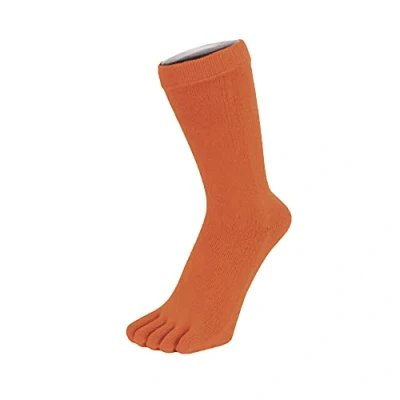 Image of TOETOE Men, Women Everyday Stretchy Mid Calf Soft Cotton Seamless Plain Toe Socks, Hygienic, Breathable, UK 4 11 1 pair Orange