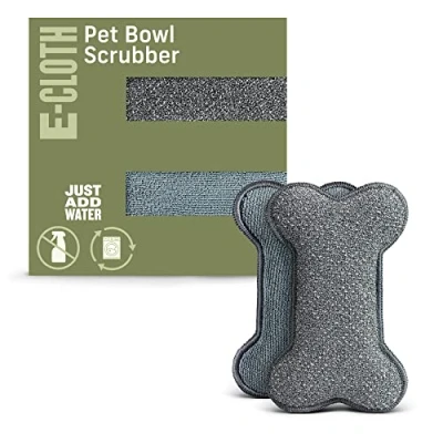 Image of E Cloth Pet Bowl Scrubber Bone Shaped Cleaning Scrubber, Reusable, 100 Wash Promise 2 Pack