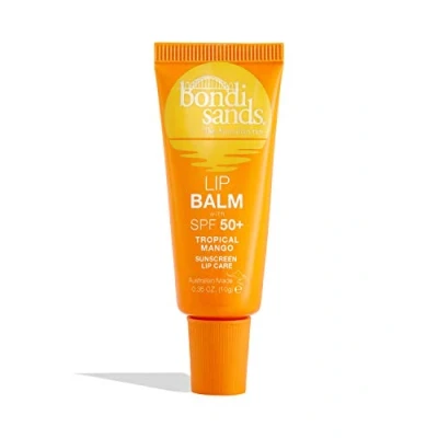 Image of Bondi Sands lip balm SPF 50+ Tropical Mango moisturizing with 50 for advanced sun protection, 10 g